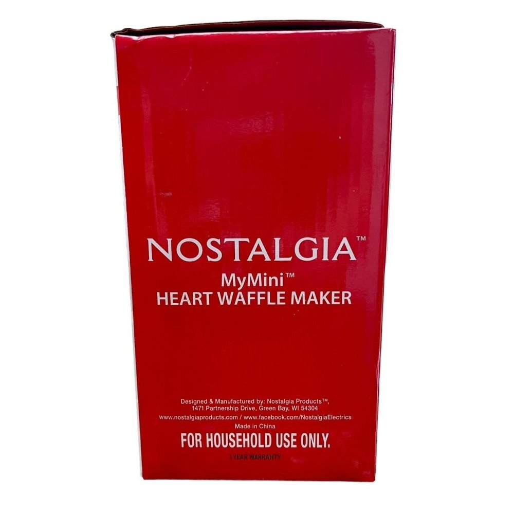 Nostalgia MyMini Heart Shape Waffle Maker 5 Inch Red New Sealed - Picture 3 of 4